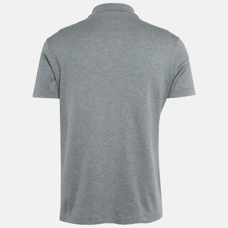 مملوكة مسبقًا Louis Vuitton Grey Jersey Damier Pocket Polo T-Shirt M