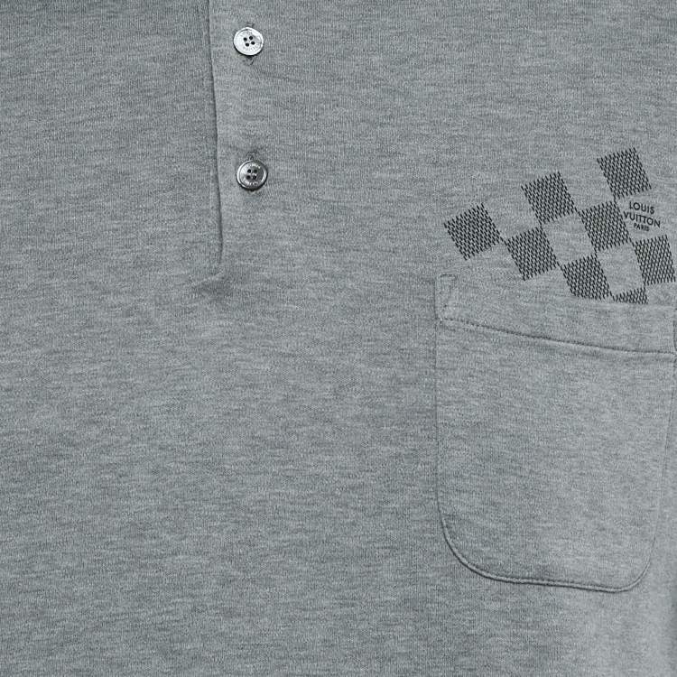 مملوكة مسبقًا Louis Vuitton Grey Jersey Damier Pocket Polo T-Shirt M