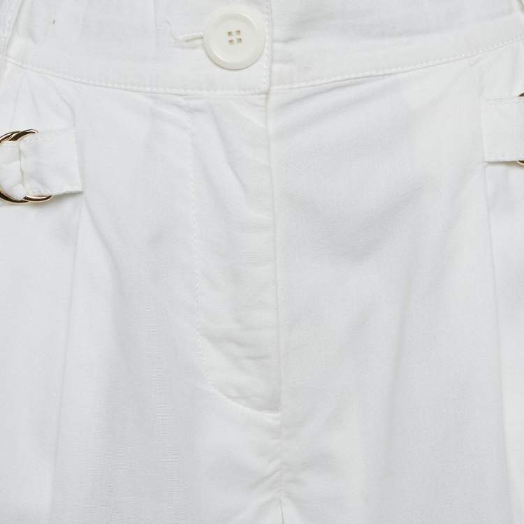 Pre Owned Louis Vuitton White Cotton Buckle Detail Shorts S