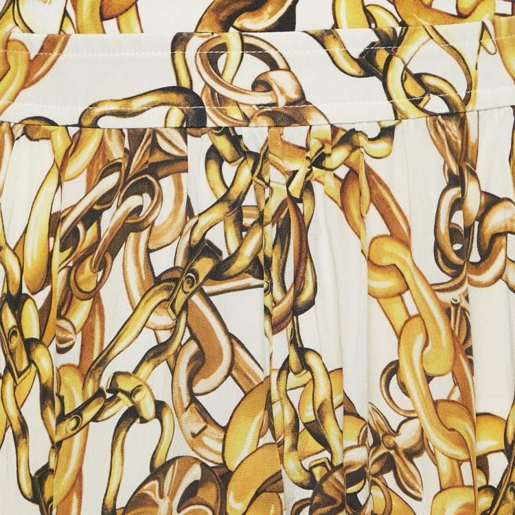 Pre Owned Louis Vuitton Yellow Chain Print Silk Blend Sleeveless Maxi Dress S