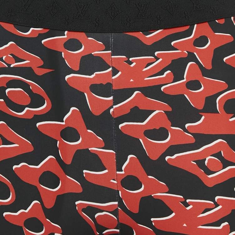 Pre Owned Louis Vuitton x Urs Fisher Red/Black Printed Jersey Leggings S
