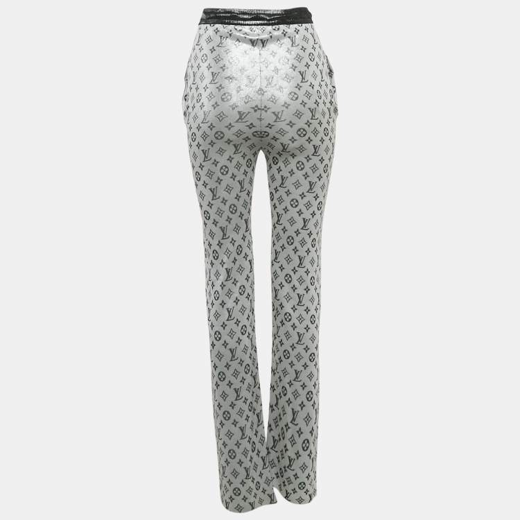 Pre Owned Louis Vuitton Metallic Monogram Lurex Knit Track Pants XS