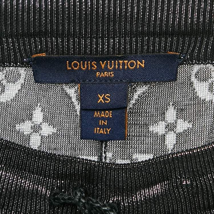 Pre Owned Louis Vuitton Metallic Monogram Lurex Knit Track Pants XS