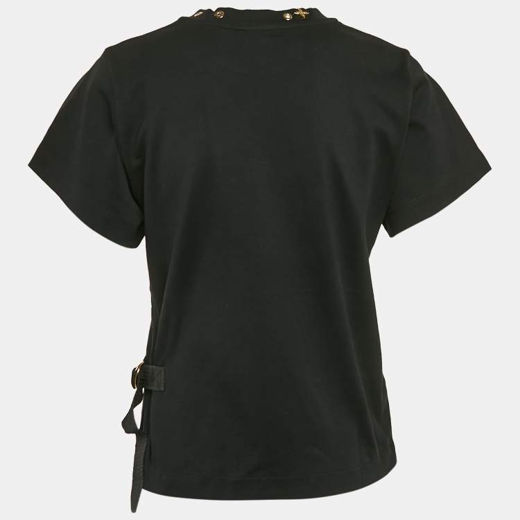 Pre Owned Louis Vuitton Black Cotton Studded Crew Neck T-Shirt S