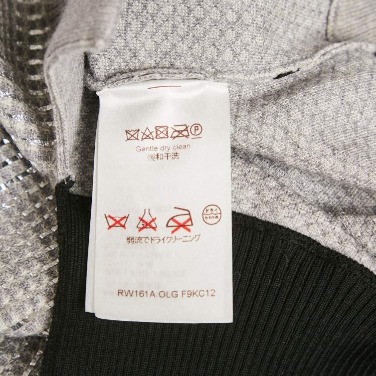 Pre Owned Louis Vuitton Grey/Metallic Lurex Wool Knit Button Front Cardigan M
