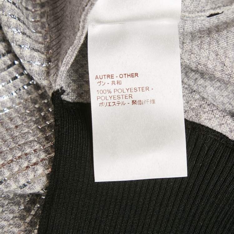 Pre Owned Louis Vuitton Grey/Metallic Lurex Wool Knit Button Front Cardigan M