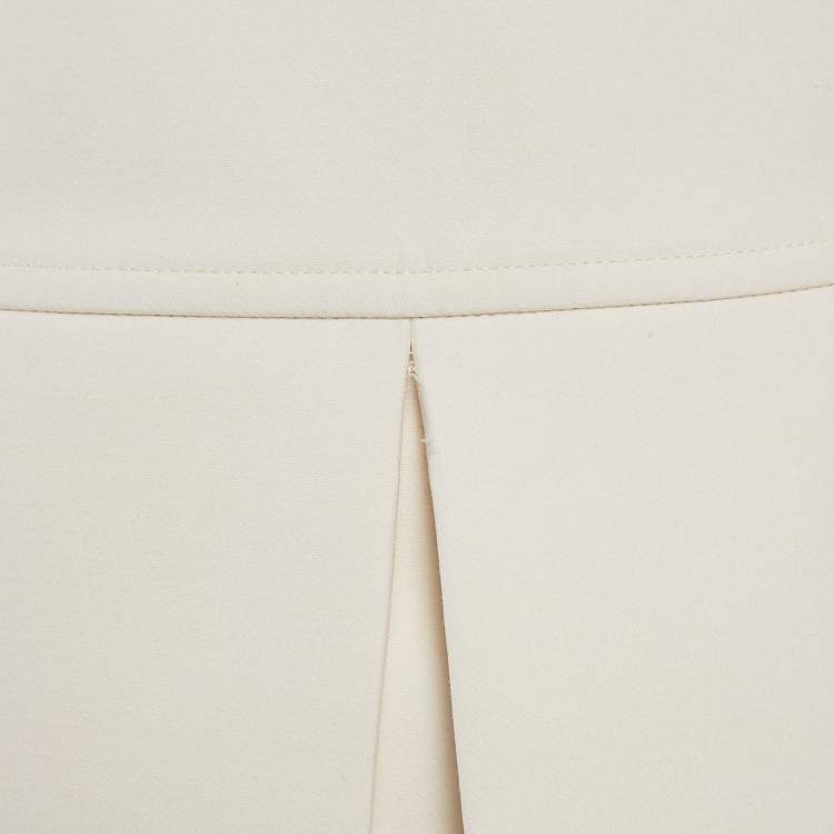 Pre Owned Louis Vuitton Off-White Wool Pleated Wrap Skirt S