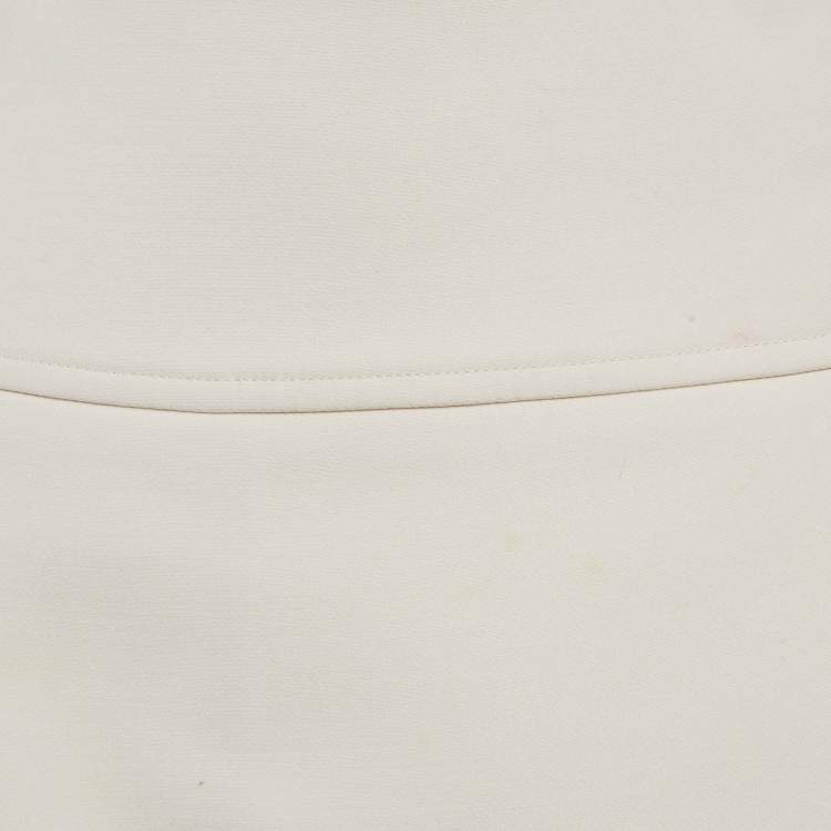Pre Owned Louis Vuitton Off-White Wool Pleated Wrap Skirt S
