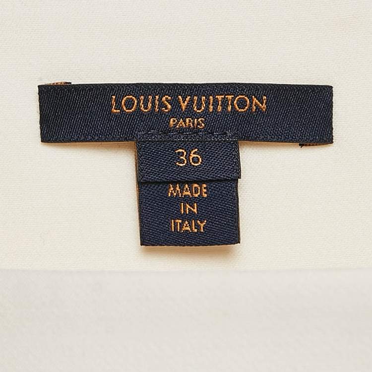 Pre Owned Louis Vuitton Off-White Wool Pleated Wrap Skirt S
