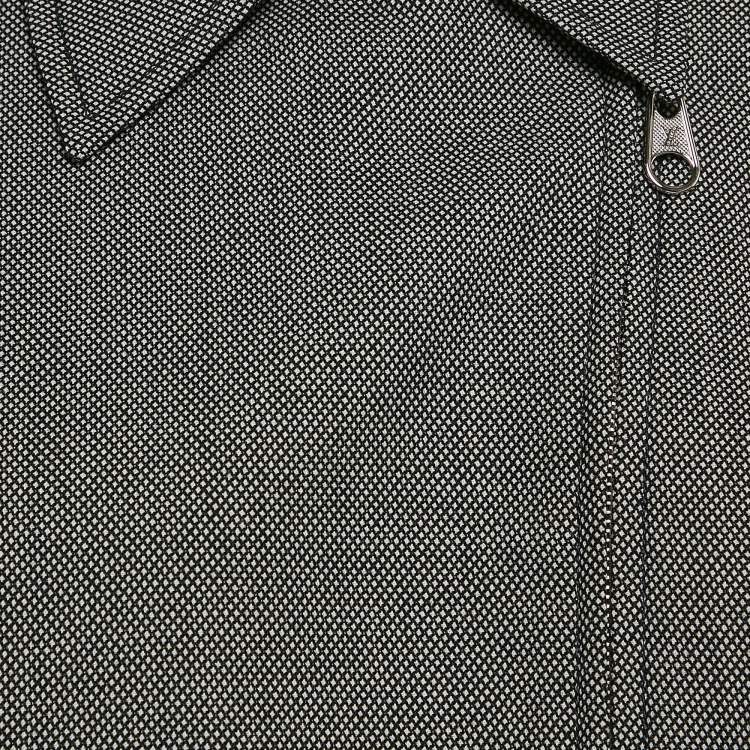 Pre Owned Louis Vuitton Black Patterned Wool Blend Waist Detail Zip-Up  Jacket M