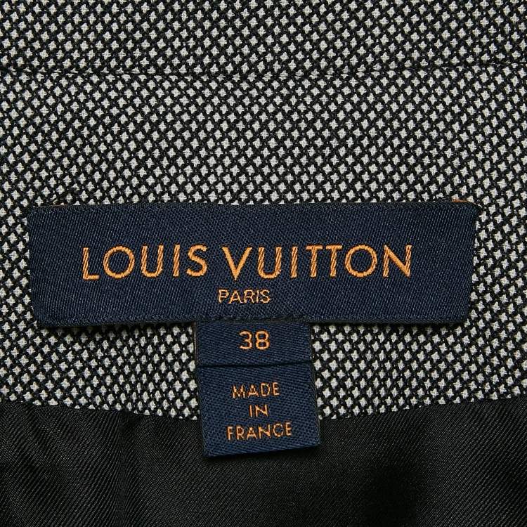 Pre Owned Louis Vuitton Black Patterned Wool Blend Waist Detail Zip-Up  Jacket M