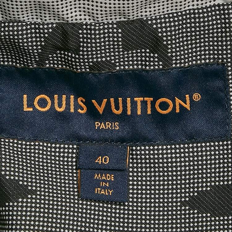 Pre Owned Louis Vuitton Grey Monogram Print Synthetic Hooded Zip-Up Parka Jacket M