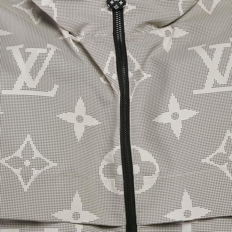 Pre Owned Louis Vuitton Grey Monogram Print Synthetic Hooded Zip-Up Parka Jacket M