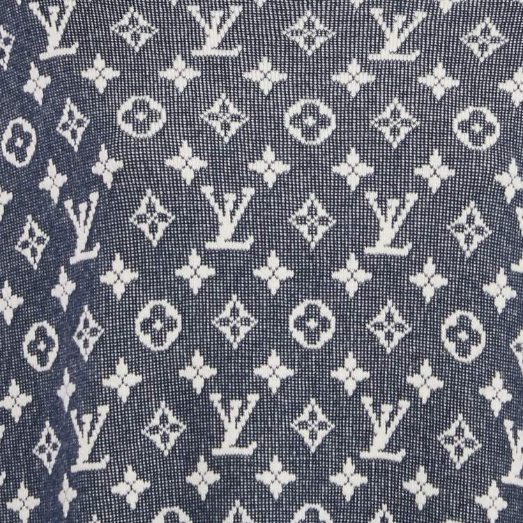Pre Owned Louis Vuitton Blue Logo Jacquard Knit Sleeveless Short Dress XL