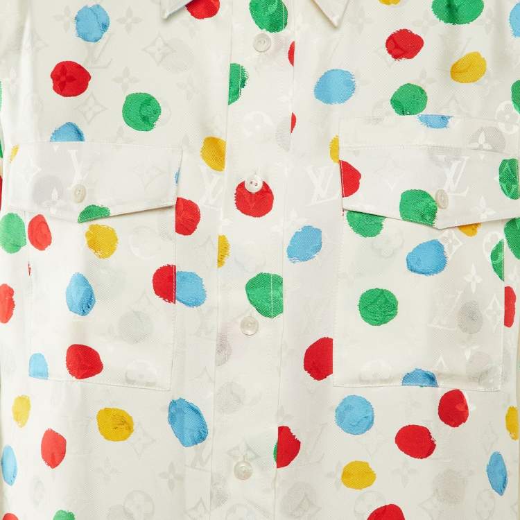 Pre Owned Louis Vuitton x Yayoi Kusama White Painted Dots Silk Shirt S