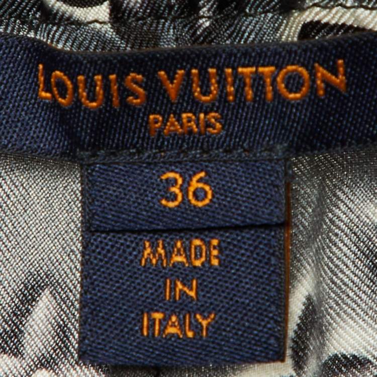 Pre Owned Louis Vuitton Grey Logo Print Silk Trousers S