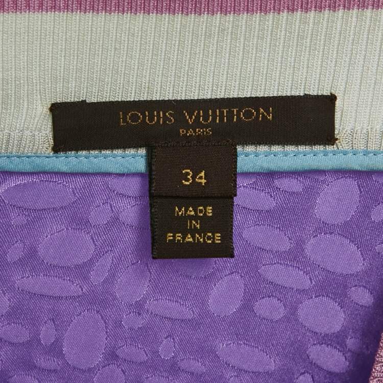 Pre Owned Louis Vuitton Purple/Blue Brocade Silk Top S