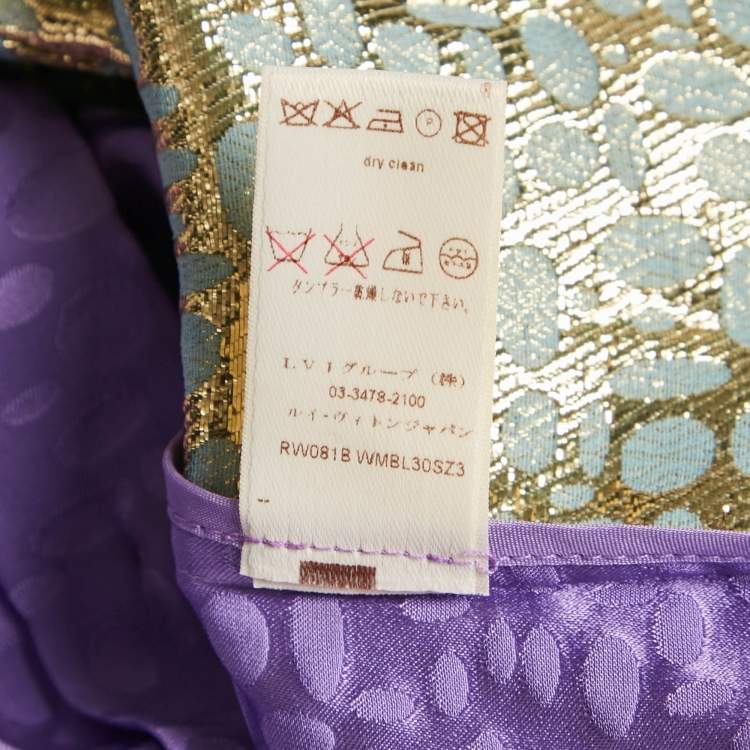 Pre Owned Louis Vuitton Purple/Blue Brocade Silk Top S