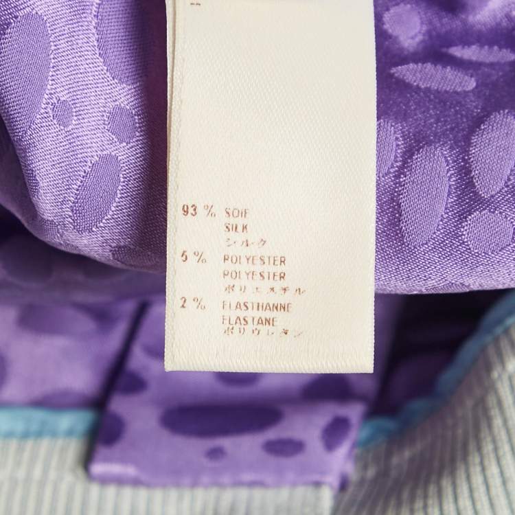 Pre Owned Louis Vuitton Purple/Blue Brocade Silk Top S