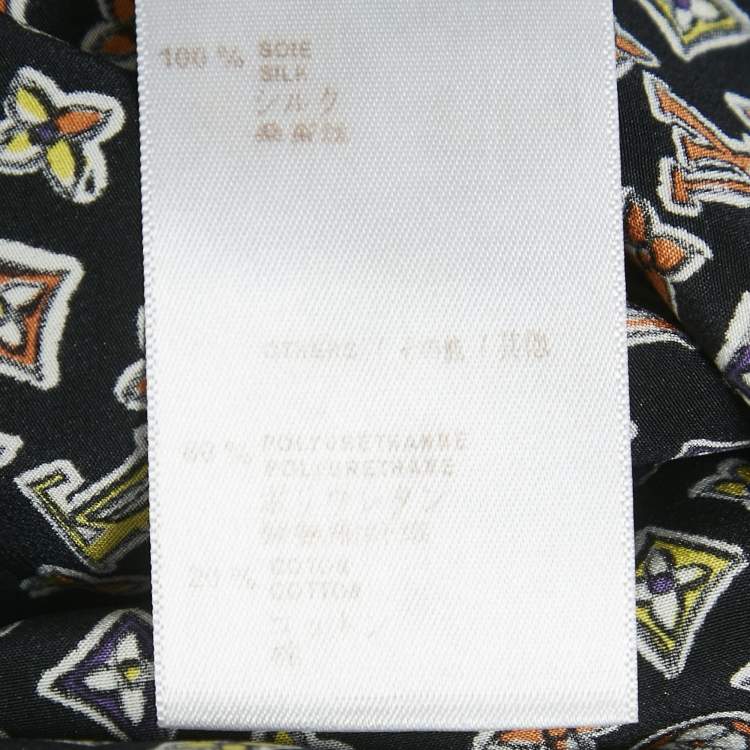 Pre Owned Louis Vuitton Black Monogram Print Chiffon Ruffled Mini Dress M