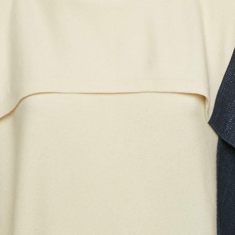 Pre Owned Louis Vuitton Off White/Blue Wool Tasseled Cardigan S