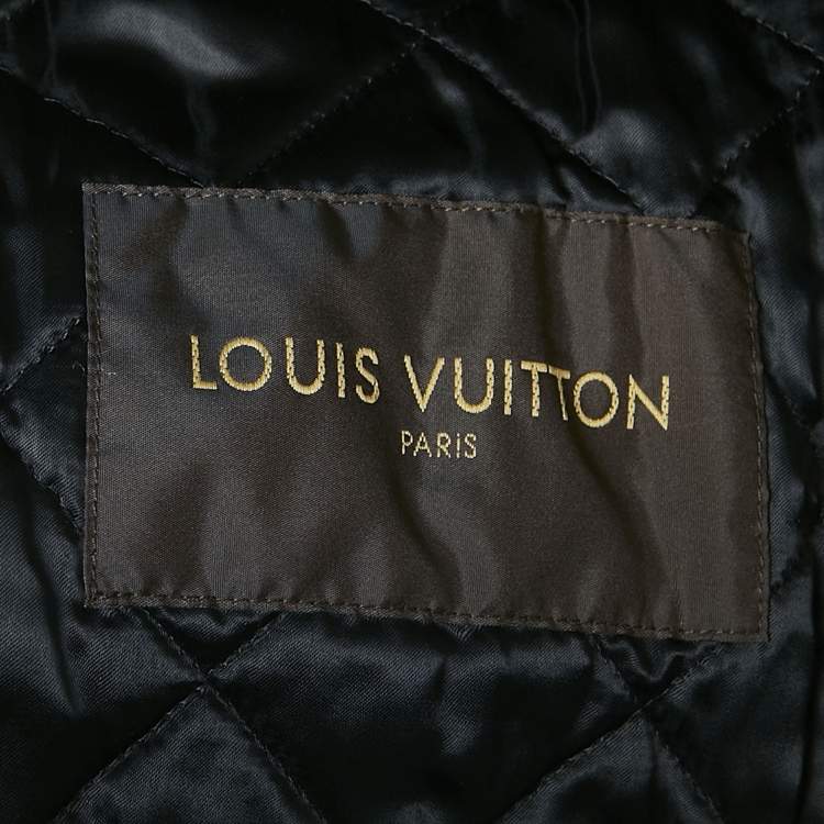 Pre Owned Louis Vuitton Brown Cotton Leather Trim Jacket XL