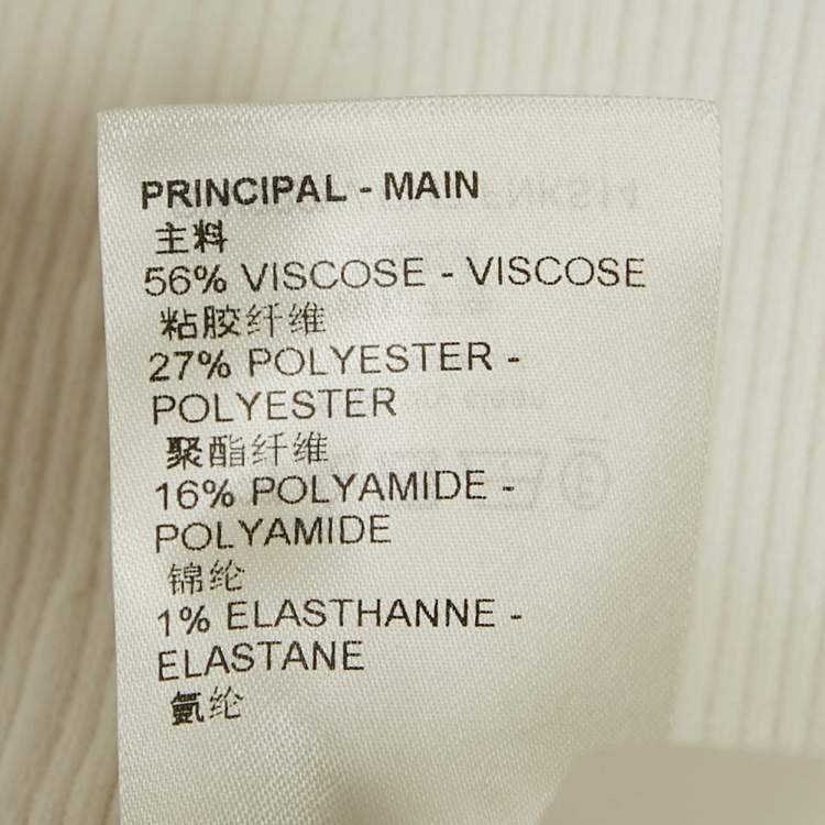 Pre Owned Louis Vuitton White Broderie Anglaise Trim Rib Knit Top S