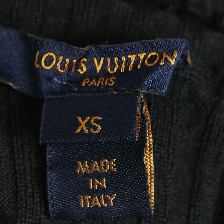 Pre Owned Louis Vuitton Black Rib Knit Turtleneck Pullover XS