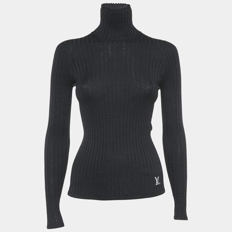 Pre Owned Louis Vuitton Black Rib Knit Turtleneck Pullover XS