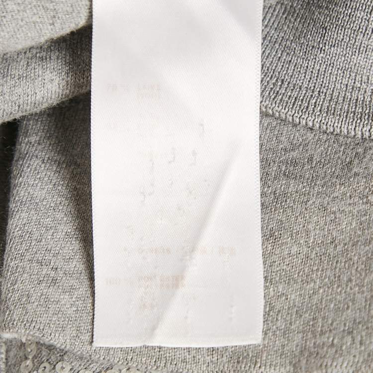 Pre Owned Louis Vuitton Grey Monogram Sequin Wool Blend T-Shirt S
