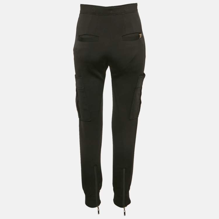 مملوكة مسبقًا Louis Vuitton Black Monogram Trim Jersey Cargo Trousers S