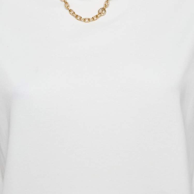 Pre Owned Louis Vuitton White Jersey Crew Neck T-Shirt S