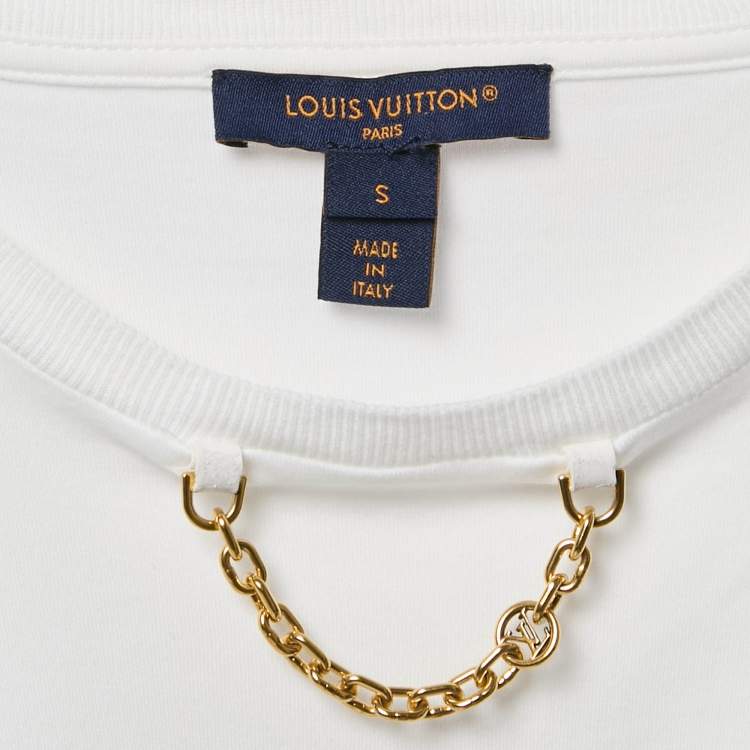 Pre Owned Louis Vuitton White Jersey Crew Neck T-Shirt S