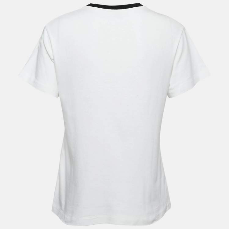 Pre Owned Louis Vuitton White Jersey Chain Detail T-Shirt XS