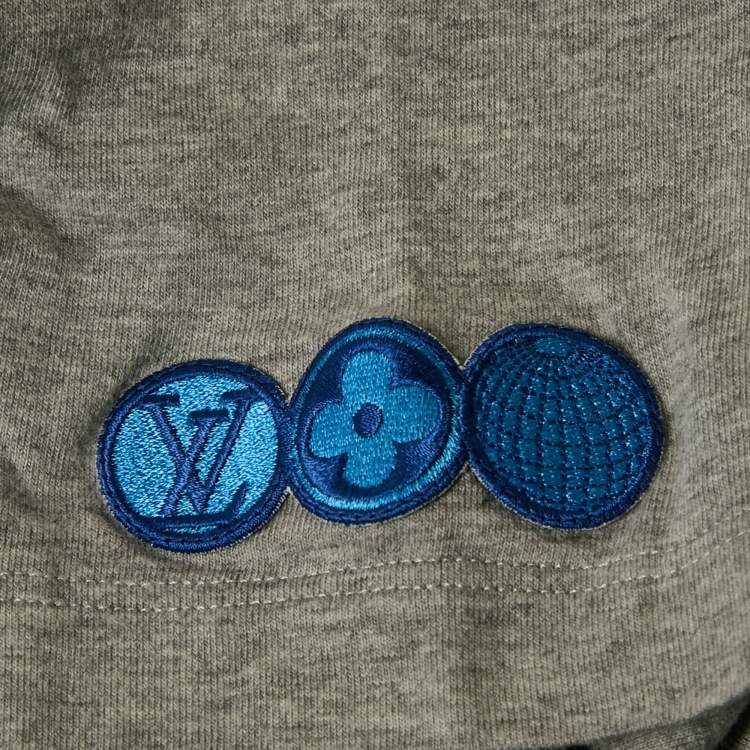 Pre Owned Louis Vuitton Grey Printed Jersey Crew Neck T-Shirt XS