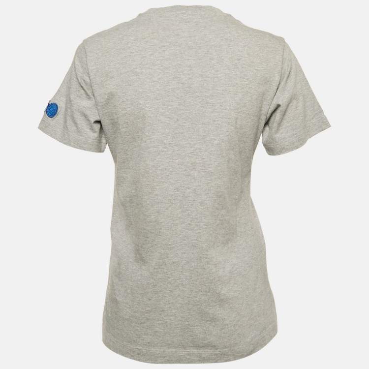 Pre Owned Louis Vuitton Grey Printed Jersey Crew Neck T-Shirt XS