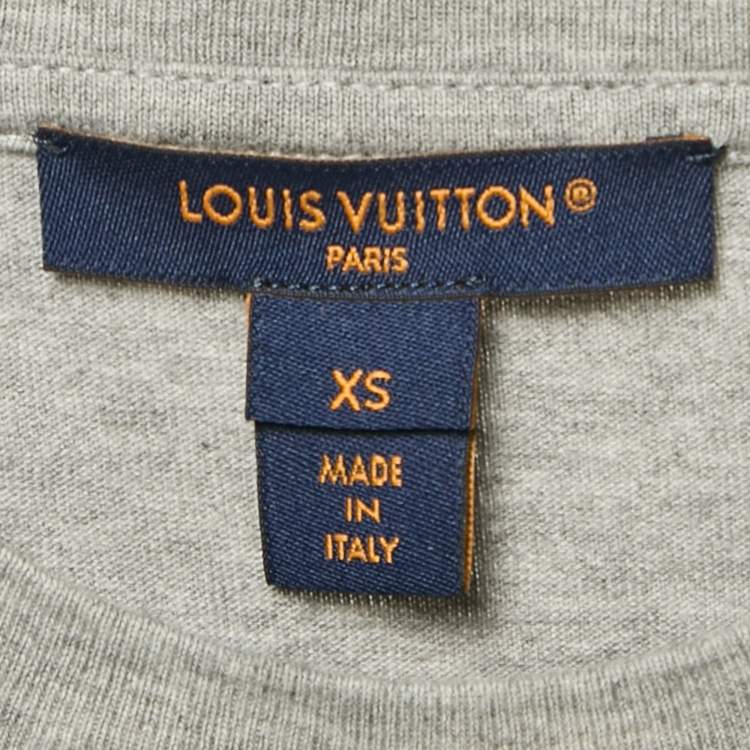 Pre Owned Louis Vuitton Grey Printed Jersey Crew Neck T-Shirt XS