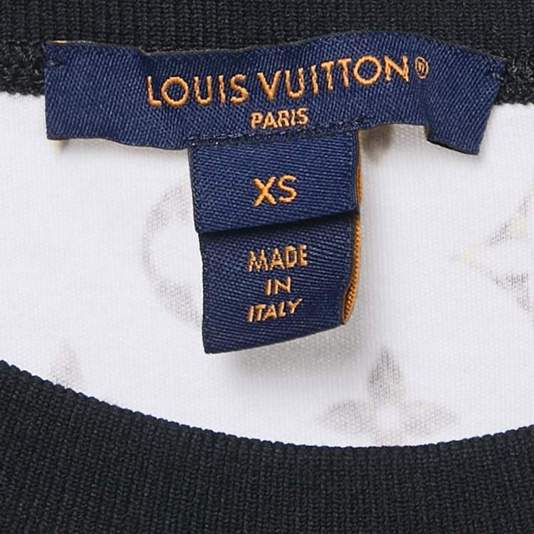Pre Owned Louis Vuitton Cream Monogram Jersey Crew Neck T-Shirt XS