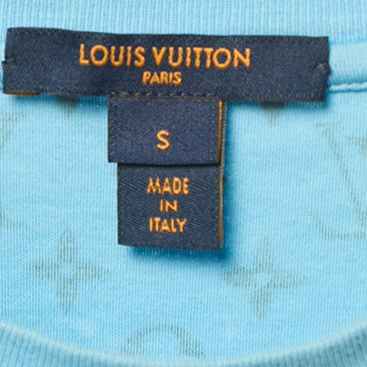 Pre Owned Louis Vuitton Blue Monogram Jersey Crew Neck T-Shirt S