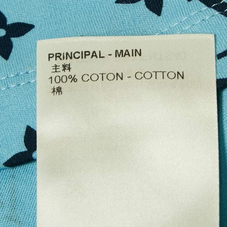 Pre Owned Louis Vuitton Blue Monogram Jersey Crew Neck T-Shirt S