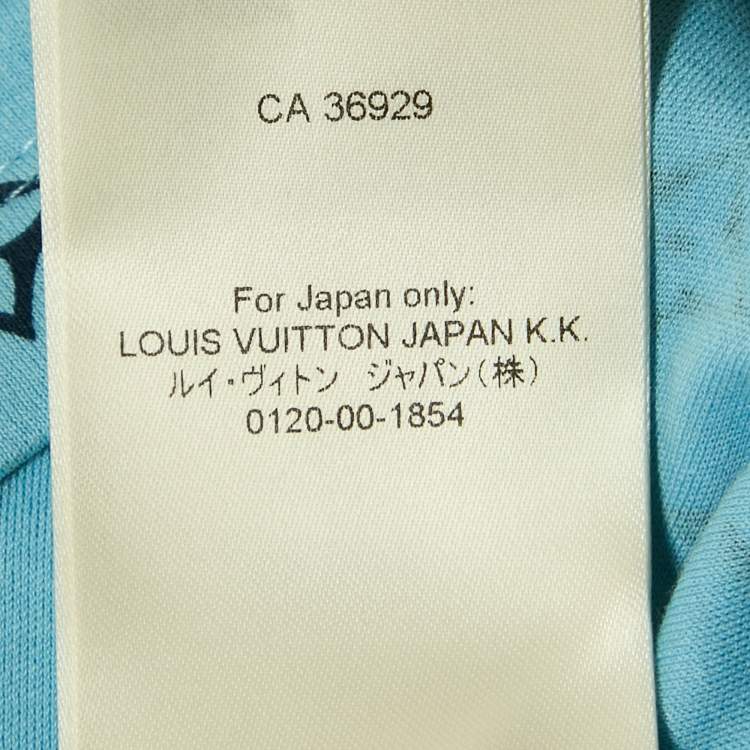 Pre Owned Louis Vuitton Blue Monogram Jersey Crew Neck T-Shirt S