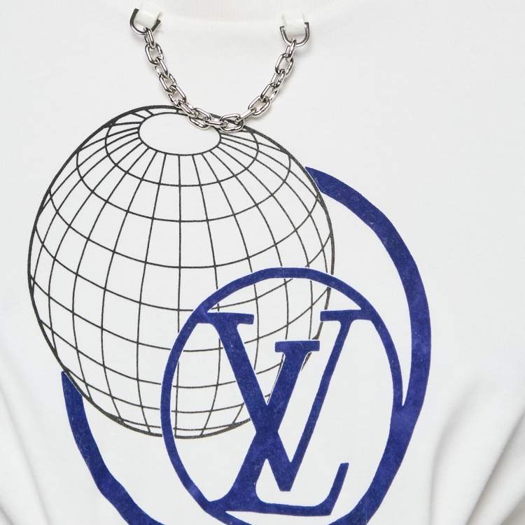 Pre Owned Louis Vuitton White LV Print Jersey Tie-Up Crop Top S