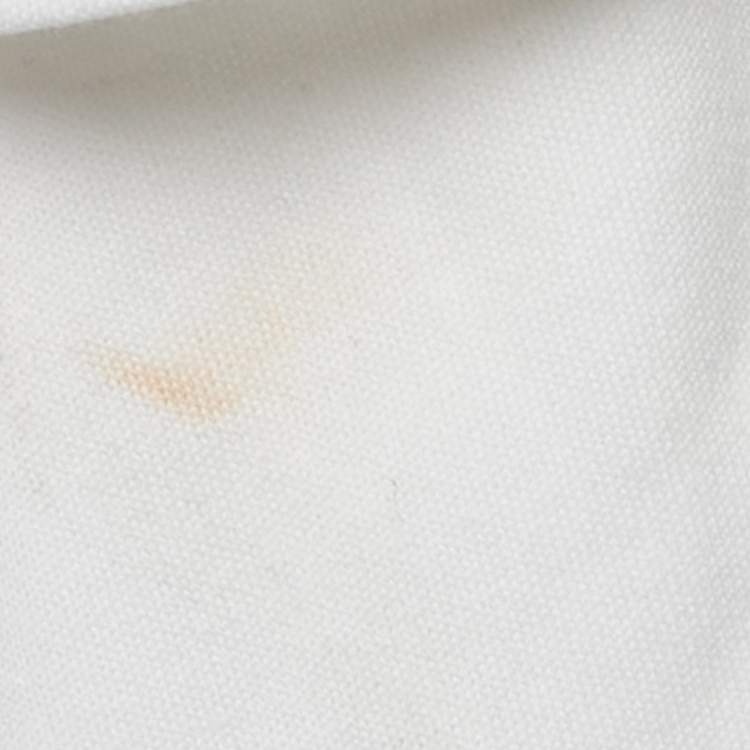 Pre Owned Louis Vuitton White LV Print Jersey Tie-Up Crop Top S