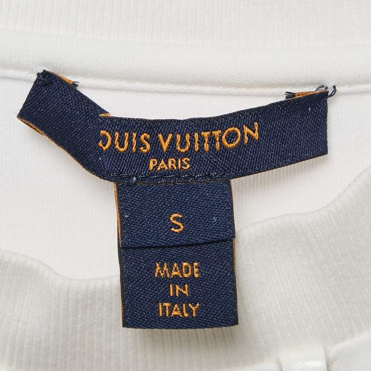 Pre Owned Louis Vuitton White LV Print Jersey Tie-Up Crop Top S