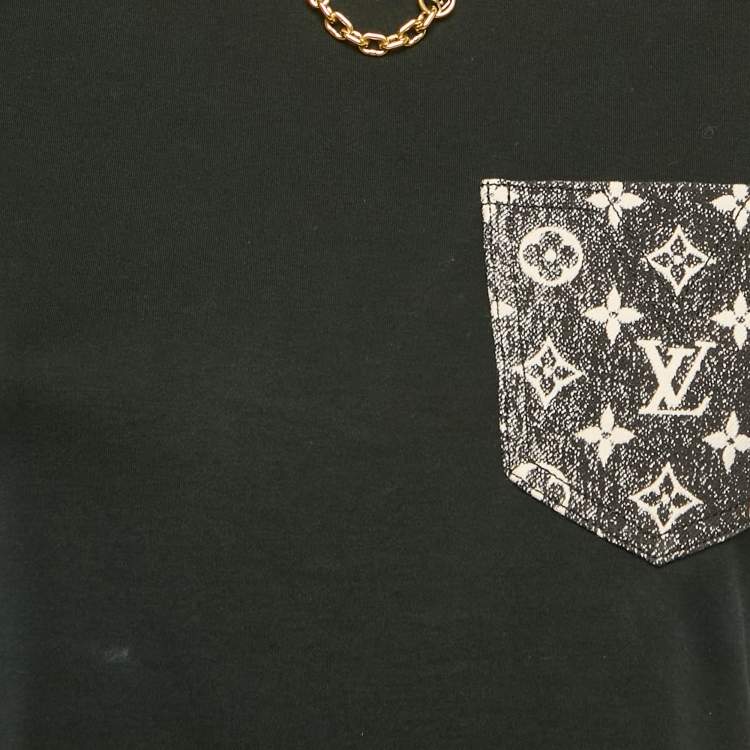 Pre Owned Louis Vuitton Black Jersey Monogram Pocket T-Shirt XS