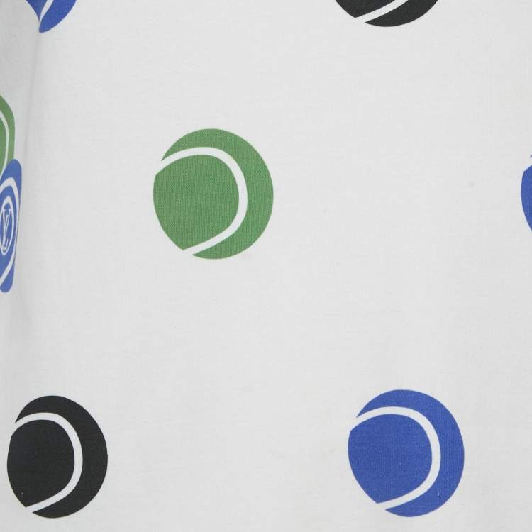 Pre Owned Louis Vuitton White Tennis Balls Print Jesrey T-Shirt S