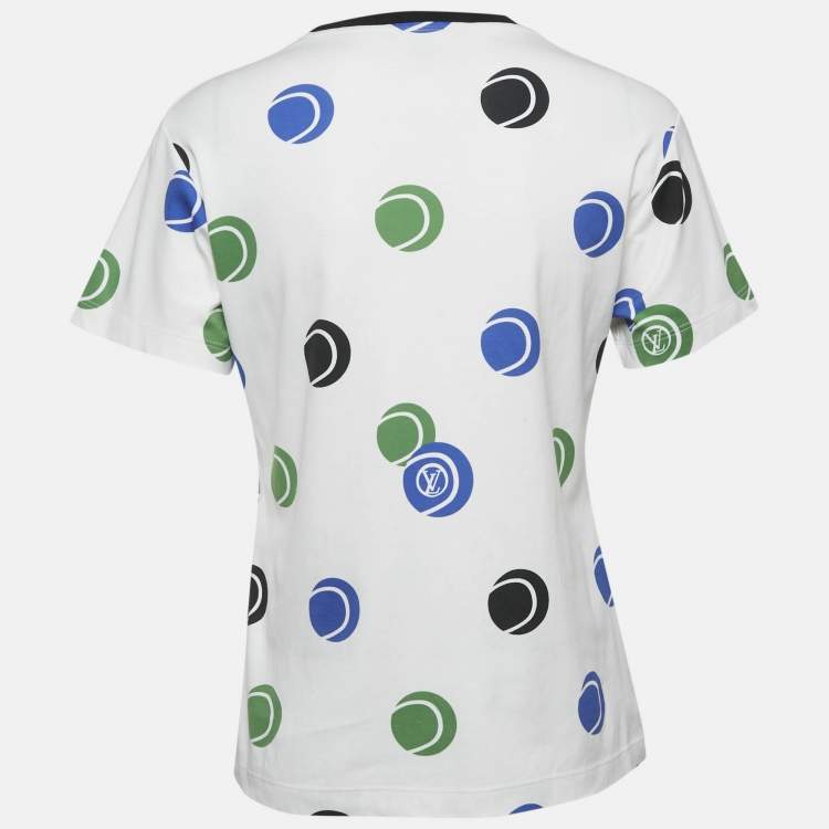 Pre Owned Louis Vuitton White Tennis Balls Print Jesrey T-Shirt S