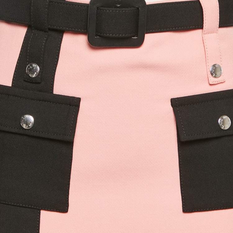 Pre Owned Louis Vuitton Pink Wool Belted Mini Skirt S