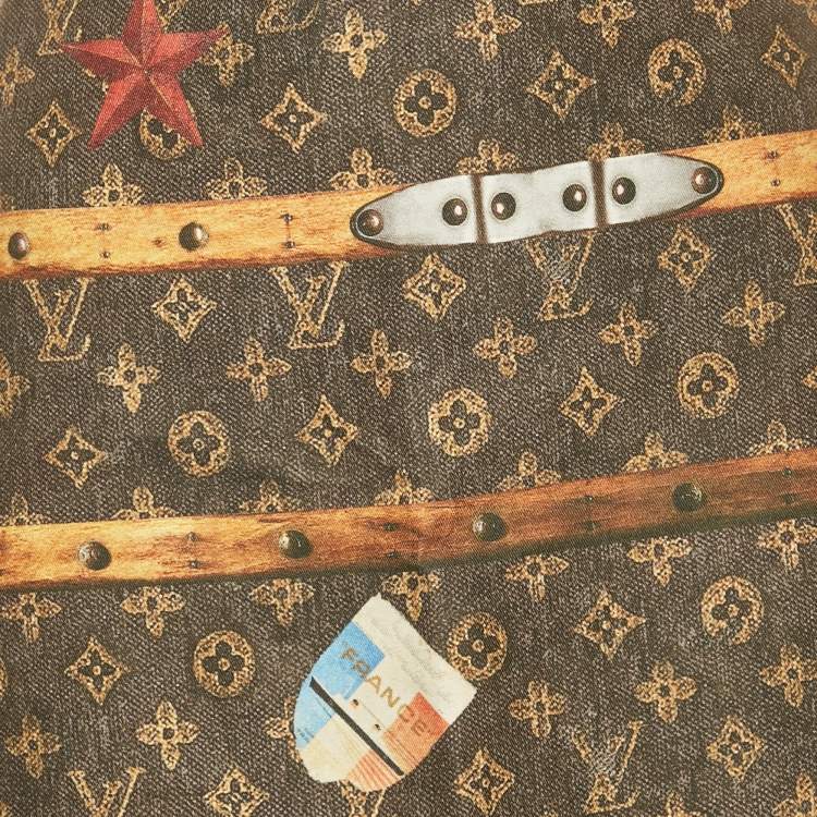Pre Owned Louis Vuitton Brown Vintage Trunk Monogram Print Cotton Blend Mini Skirt S