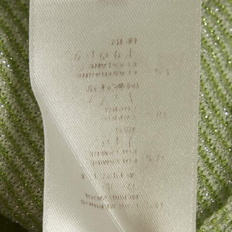 Pre Owned Louis Vuitton Green Lurex Knit Long Sleeve Pullover XS